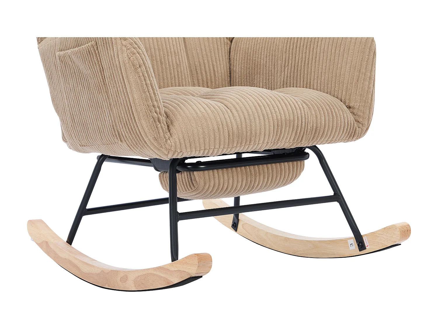 Sedia a dondolo in velluto a coste marrone con poggiapiedi