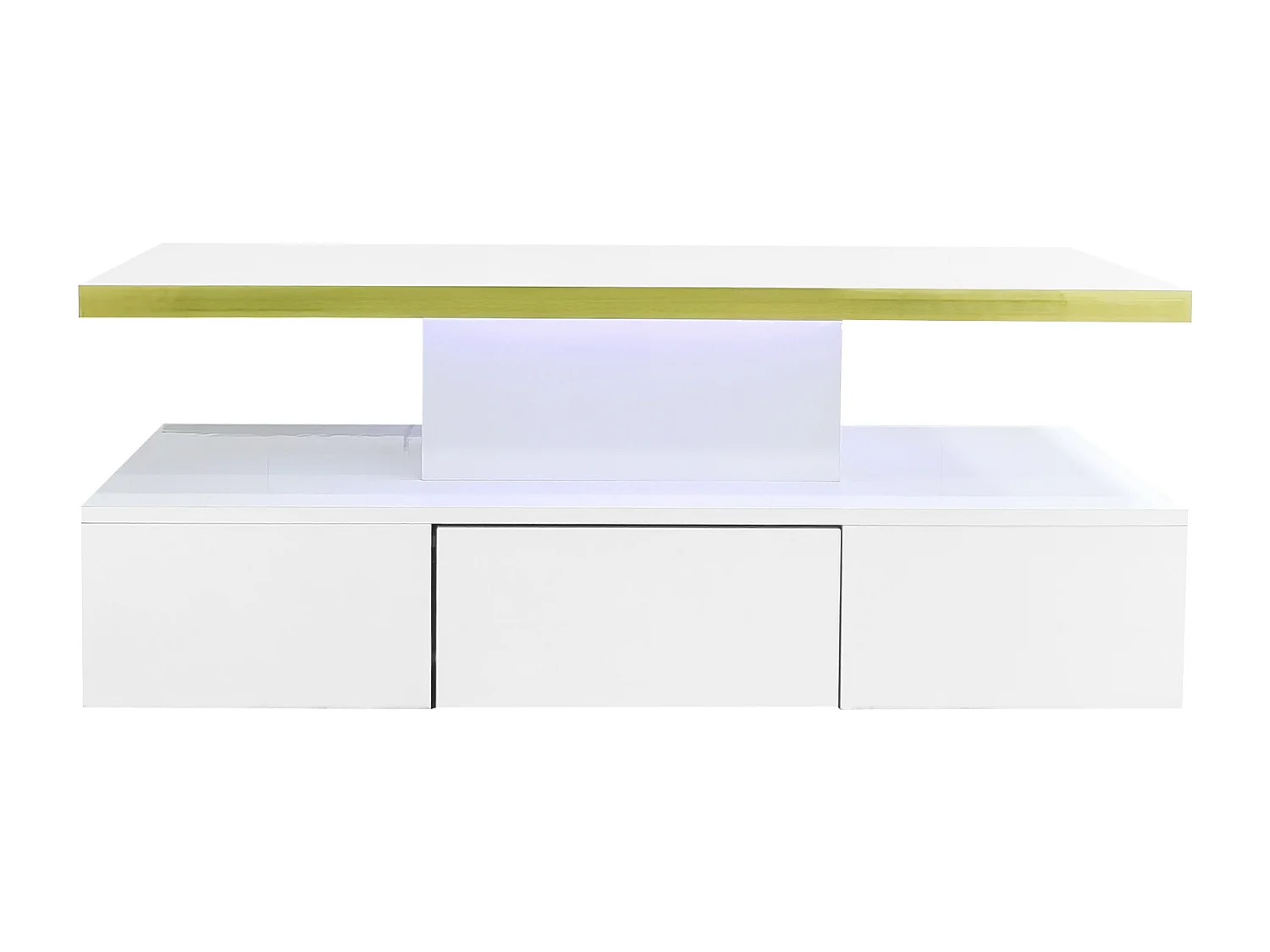 Table basse avec tiroir et LED - Finition laquée brillante - Blanc
