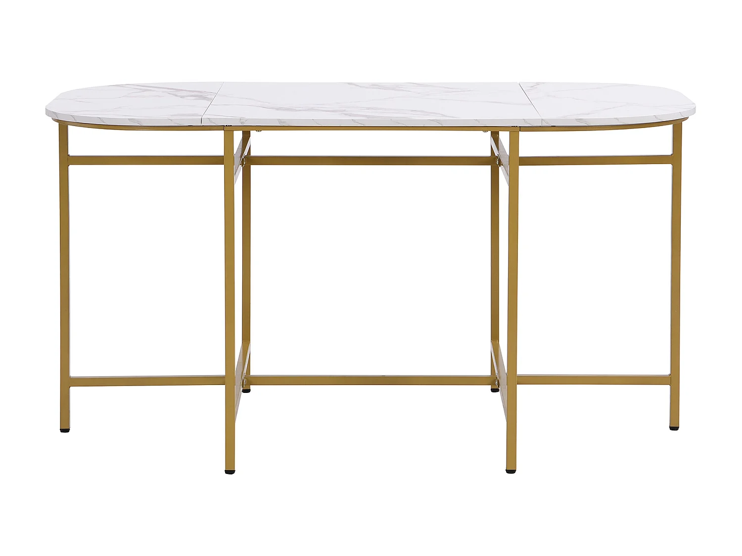 Ensemble table et 6 chaises - Plateau effet marbre blanc - Structure en métal doré