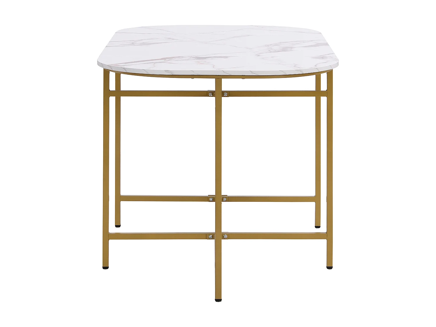 Ensemble table et 6 chaises - Plateau effet marbre blanc - Structure en métal doré