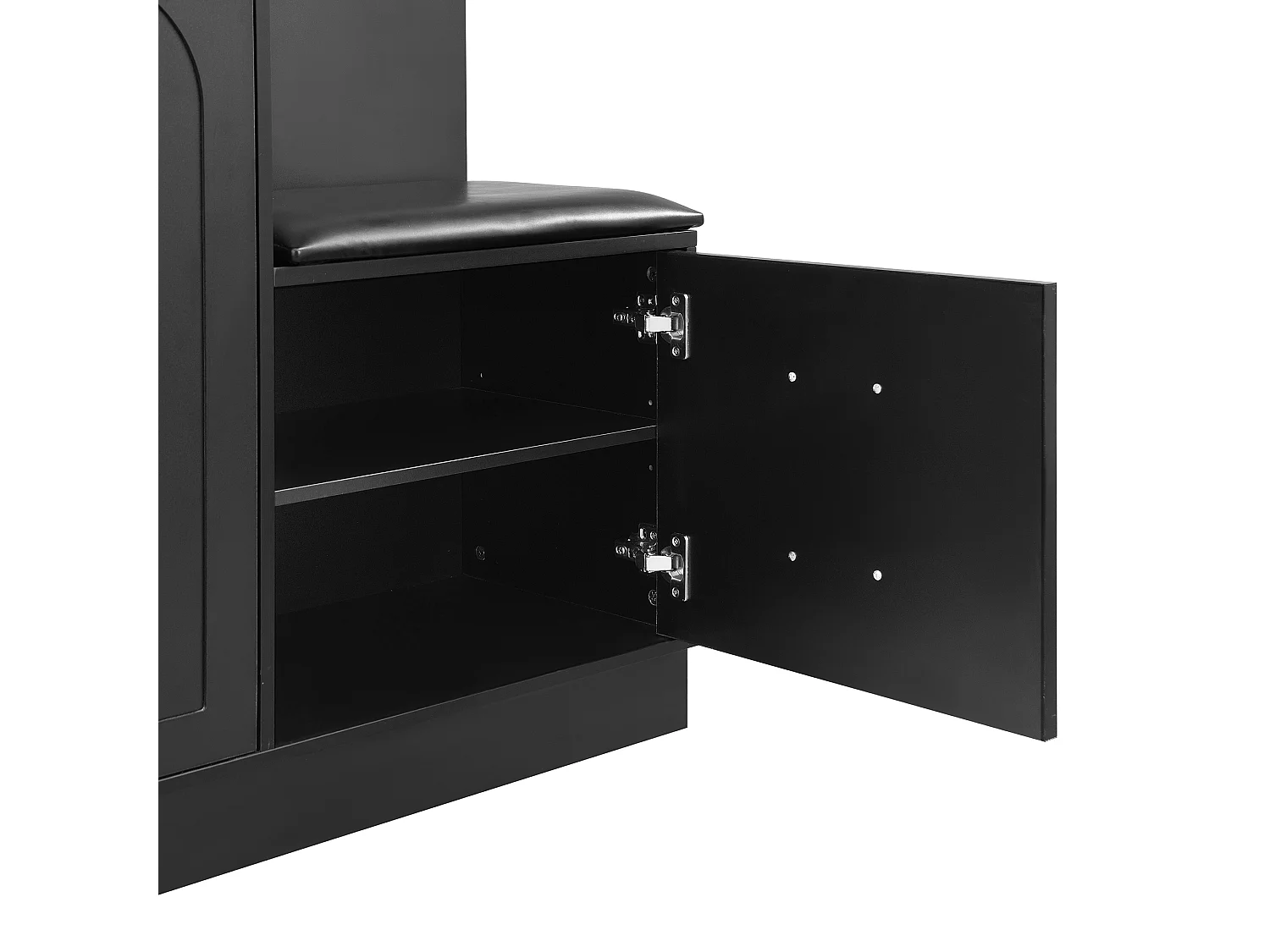 Mueble de recibidor con espejo, zapatero y banco - 110x33x185,5 cm - Negro