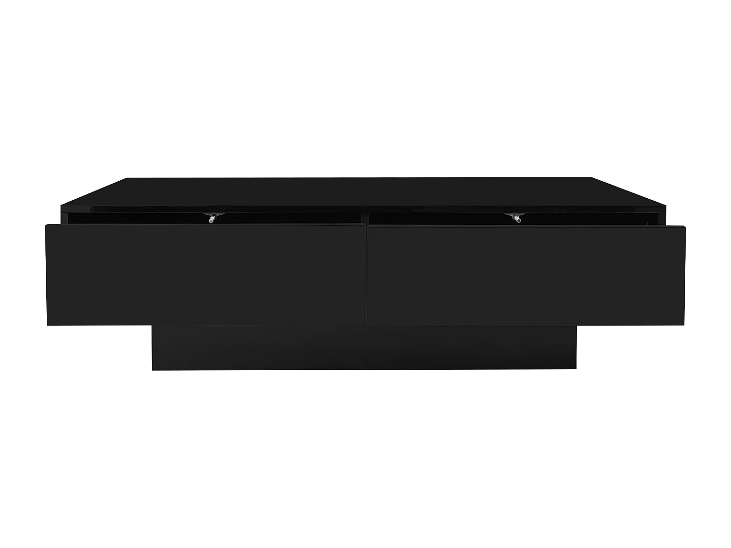 Table basse moderne laquée brillante avec LED et 2 tiroirs - Noir