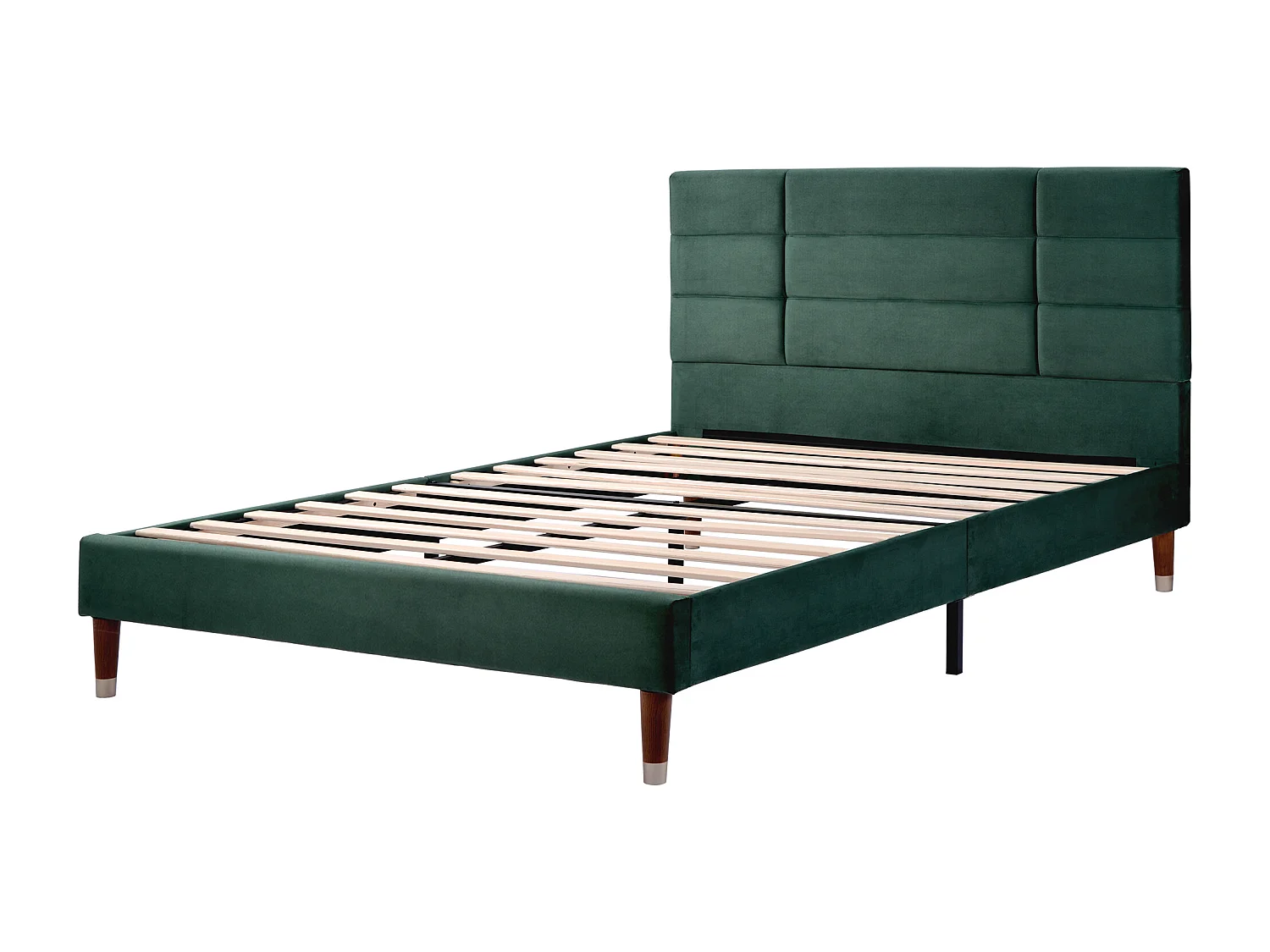 Cama de adulto 140x200 cm com colchão - Cama de criança em veludo verde