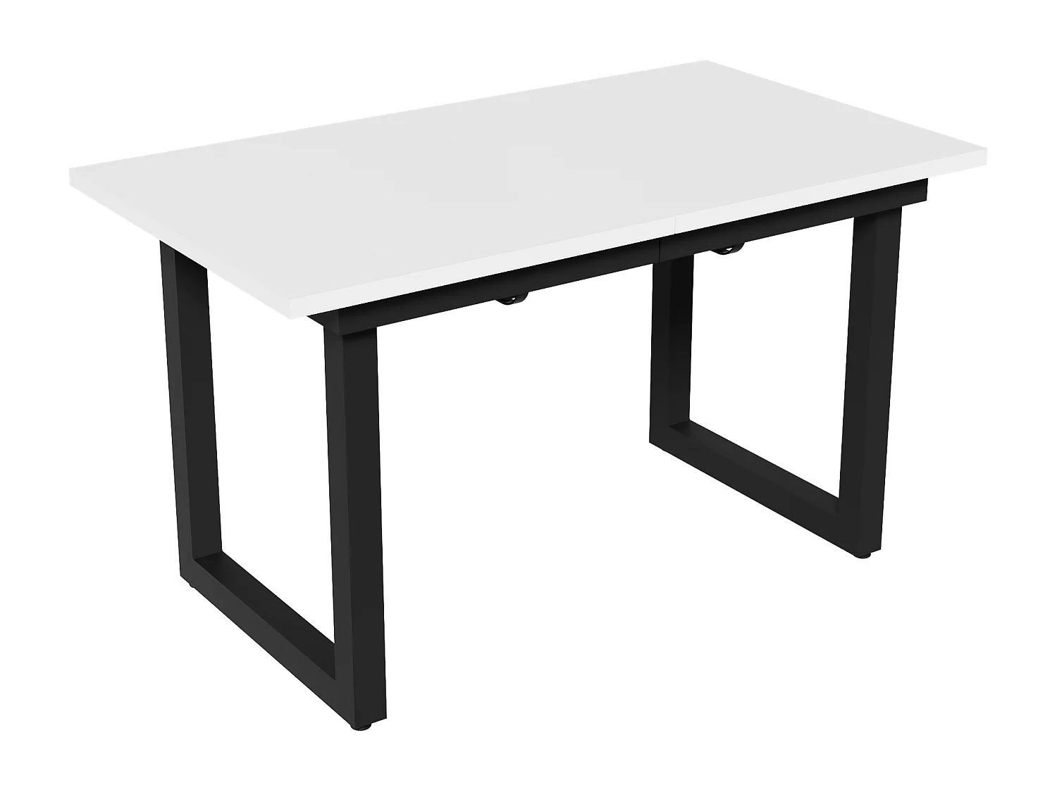 Table extensible 140/180 x 80 cm - Pieds en métal - Blanc et noir