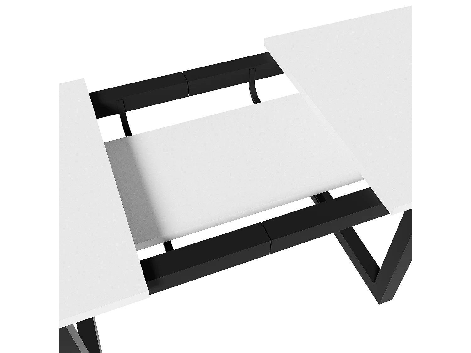 Table extensible 140/180 x 80 cm - Pieds en métal - Blanc et noir