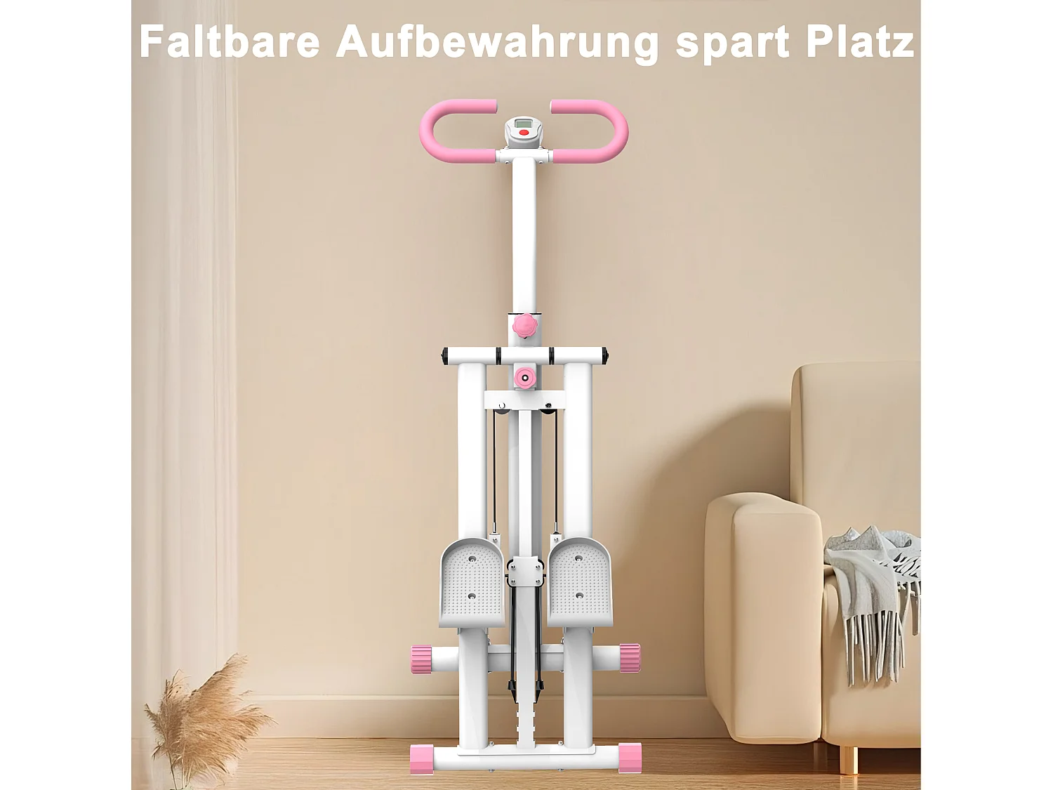 Traploopapparaat met 3 instelbare weerstandsniveaus - Wit en roze