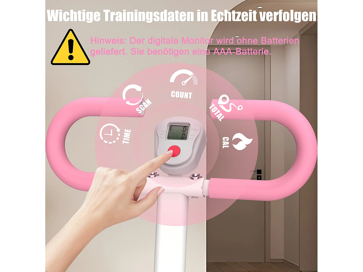 Traploopapparaat met 3 instelbare weerstandsniveaus - Wit en roze