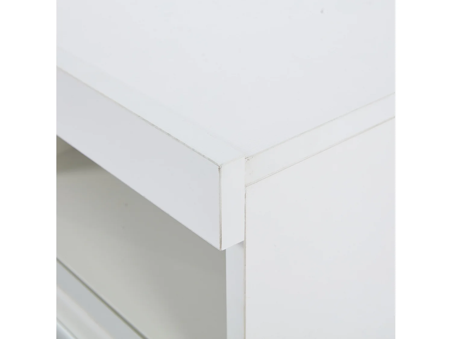 Aparador com 4 portas e iluminação LED - Madeira MDF + vidro temperado - Acabamento branco brilhante