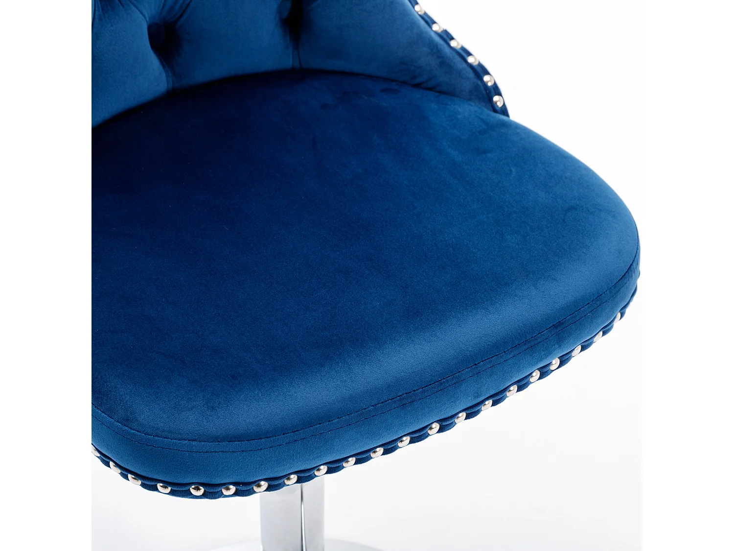 Lot de 2 tabourets de bar pivotants en velours - Hauteur réglable de 63,5 à 84 cm - Bleu et argent