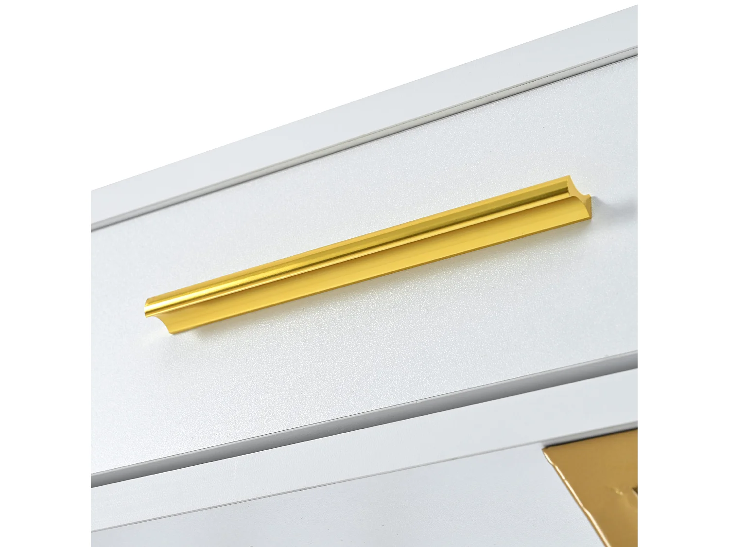 Console avec 2 tiroir - Pieds métal doré - Blanc 110x32x85 cm