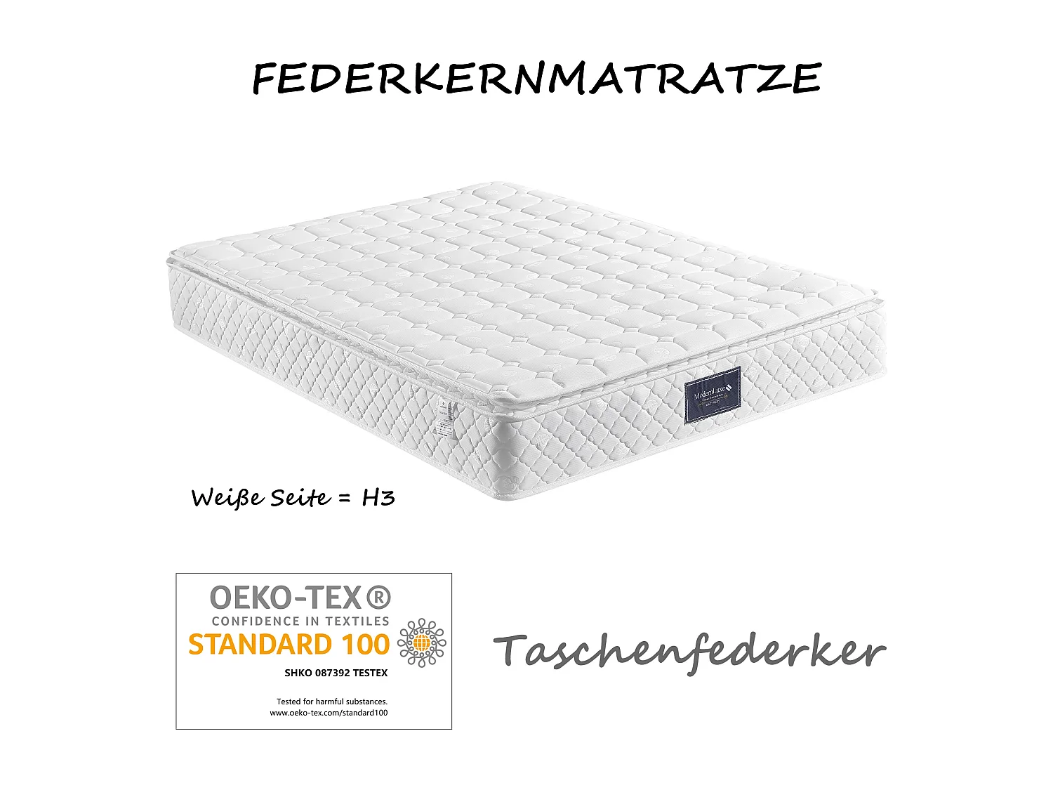 Lit double 140x200 cm avec LED et 4 tiroirs - Lin noir (Avec matelas)