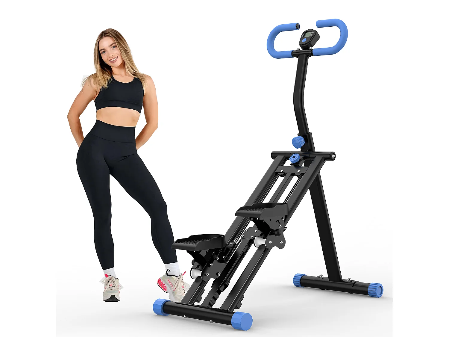 Simulador de escadas com 3 níveis de resistência ajustável - Preto