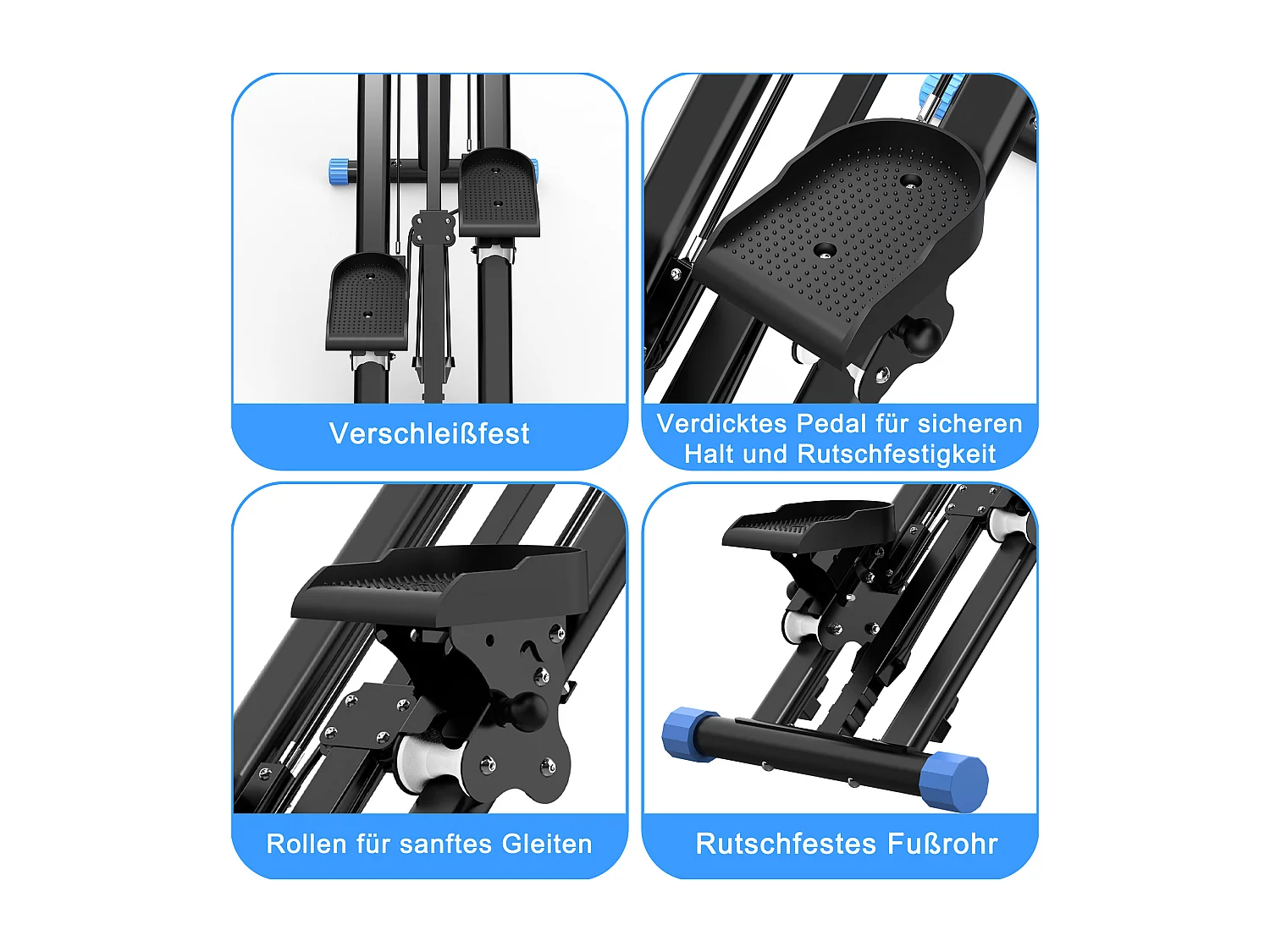 Simulador de escadas com 3 níveis de resistência ajustável - Preto