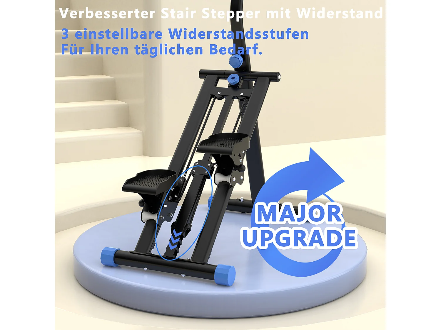 Simulador de escadas com 3 níveis de resistência ajustável - Preto
