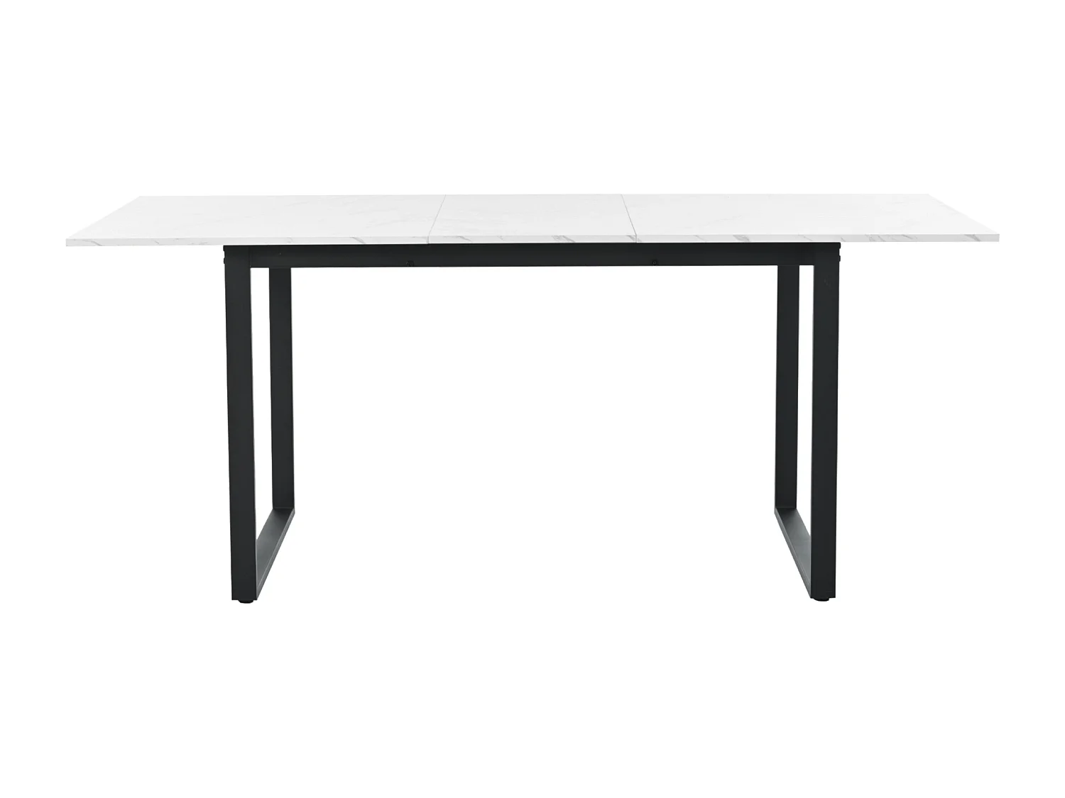 Table à manger extensible 140/180x80 - Pieds en métal et tubes carrés - Effet marbre blanche