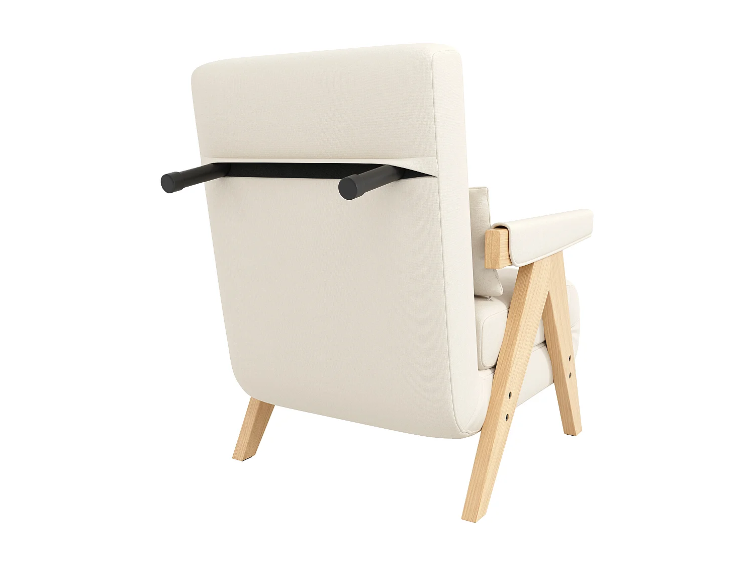 3-in-1 converteerbare fauteuil met slaapfunctie en kussen - Beige linnen stof