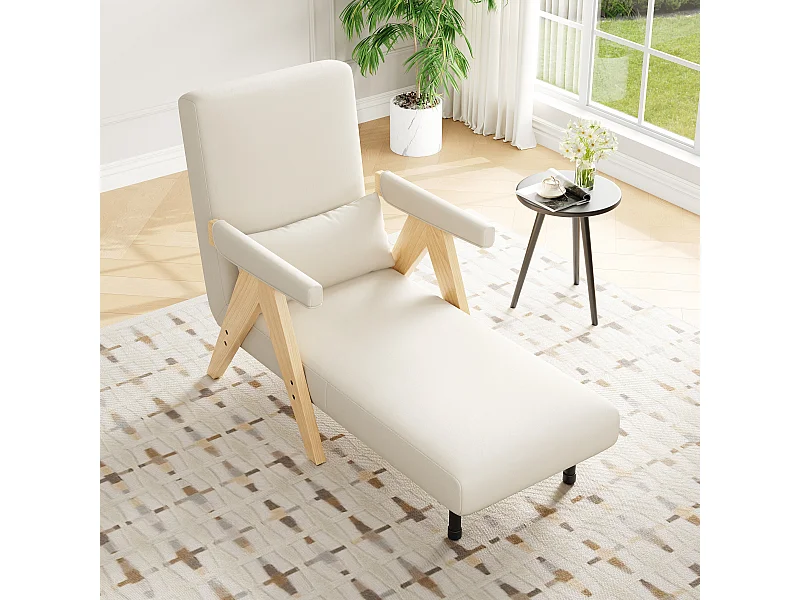 3-in-1 converteerbare fauteuil met slaapfunctie en kussen - Beige linnen stof