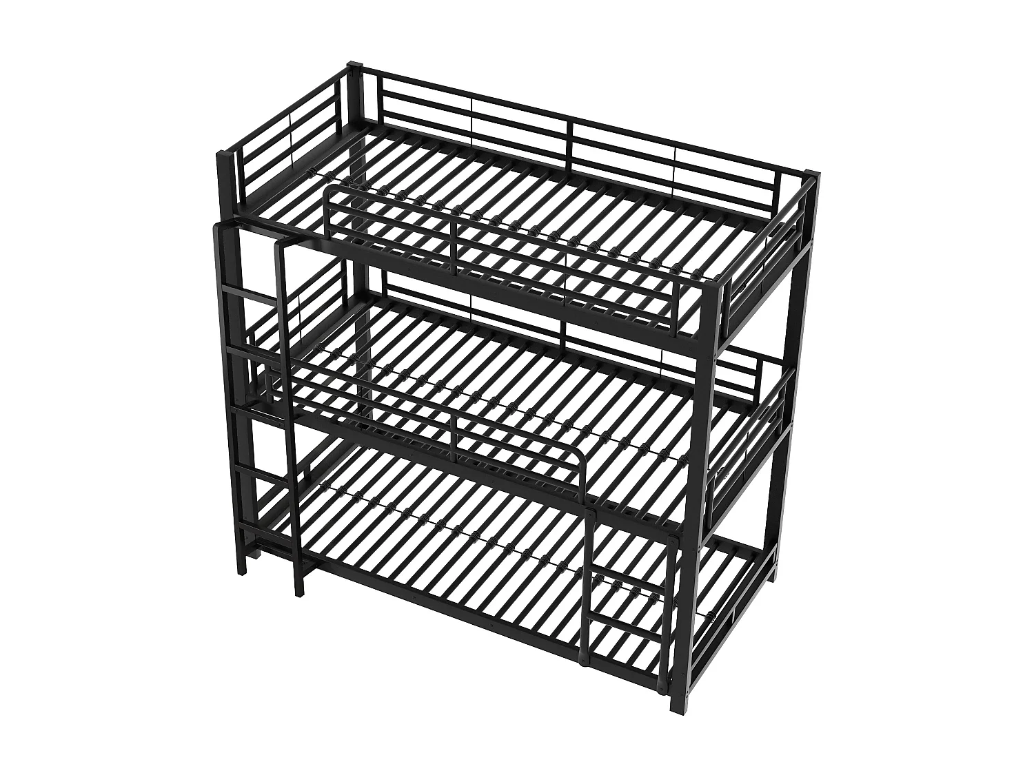 Driepersoons stapelbed 90x200 cm - Metalen kinderbed - Zwart