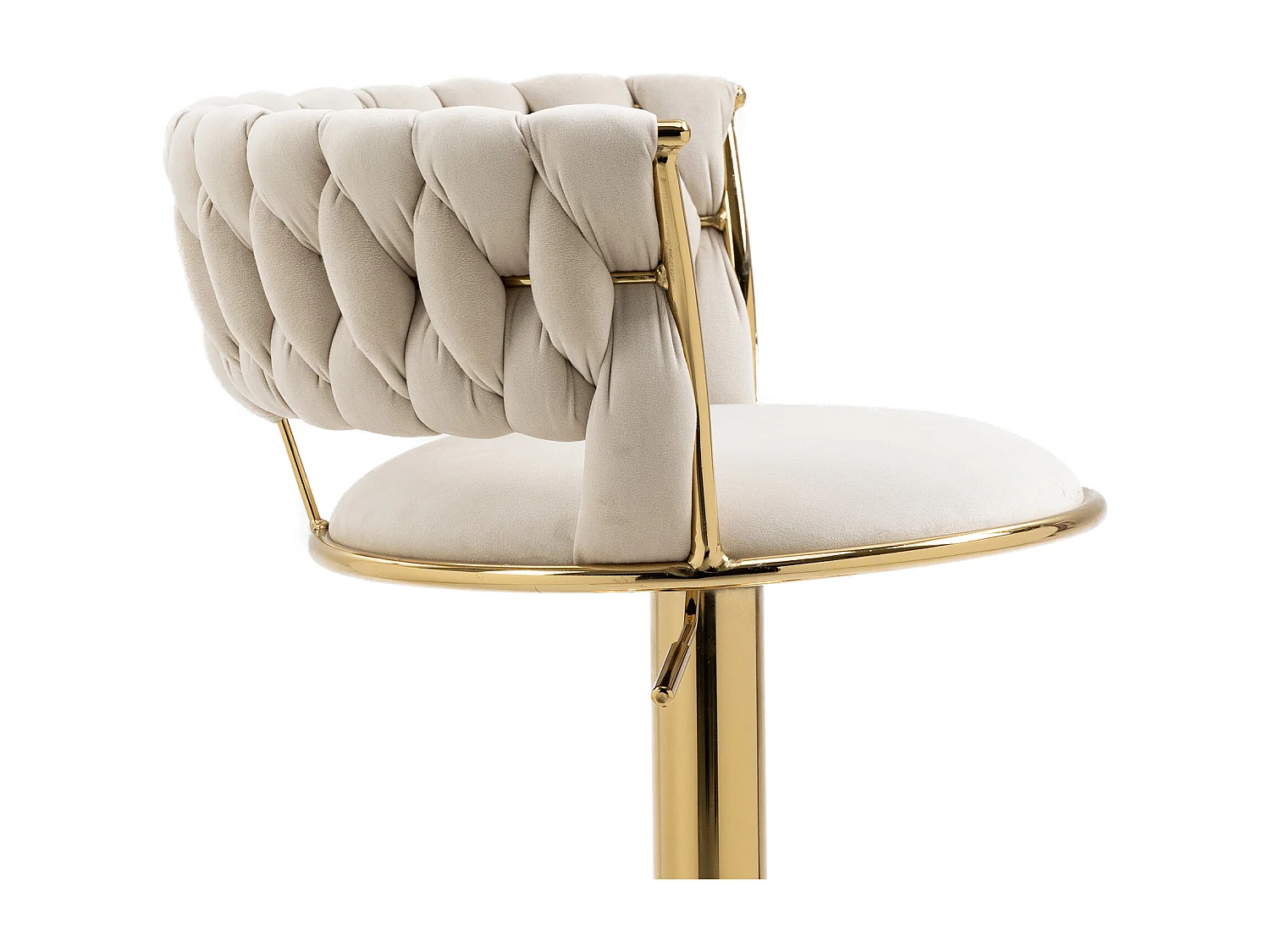 Set van 2 draaibare barkrukken in fluweel - Verstelbare hoogte - Ivoor en goud