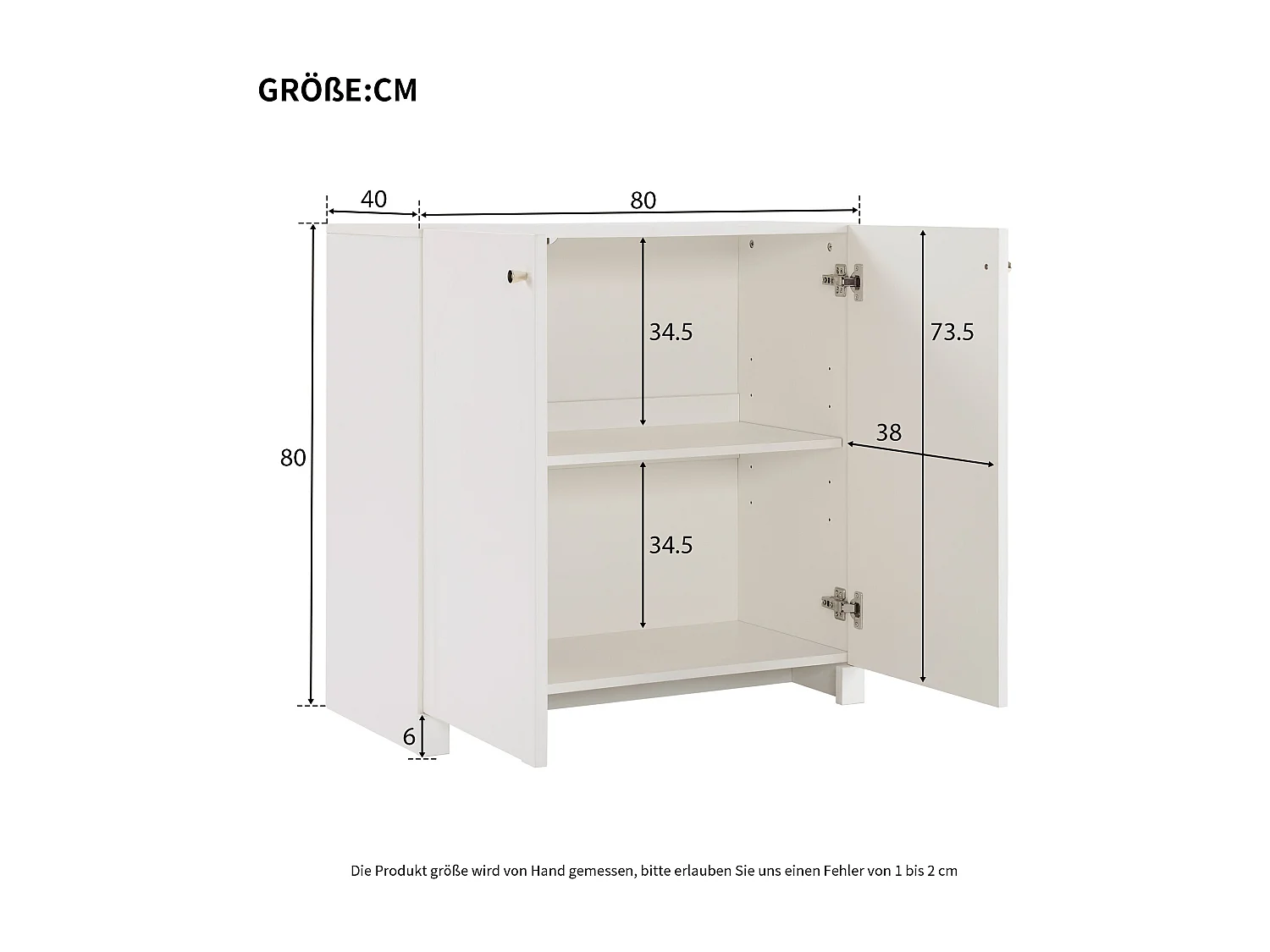 Buffet blanc avec 2 portes - Style simple 80x40x80cm