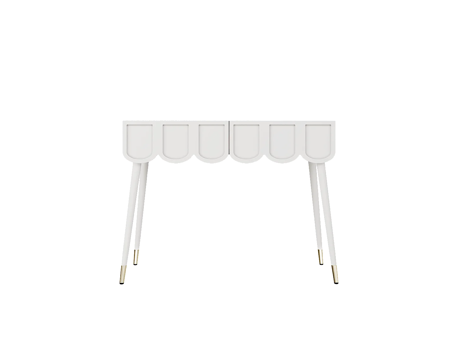 Consoletafel met 2 wolkvormige lades - Metalen poten - Wit en goud