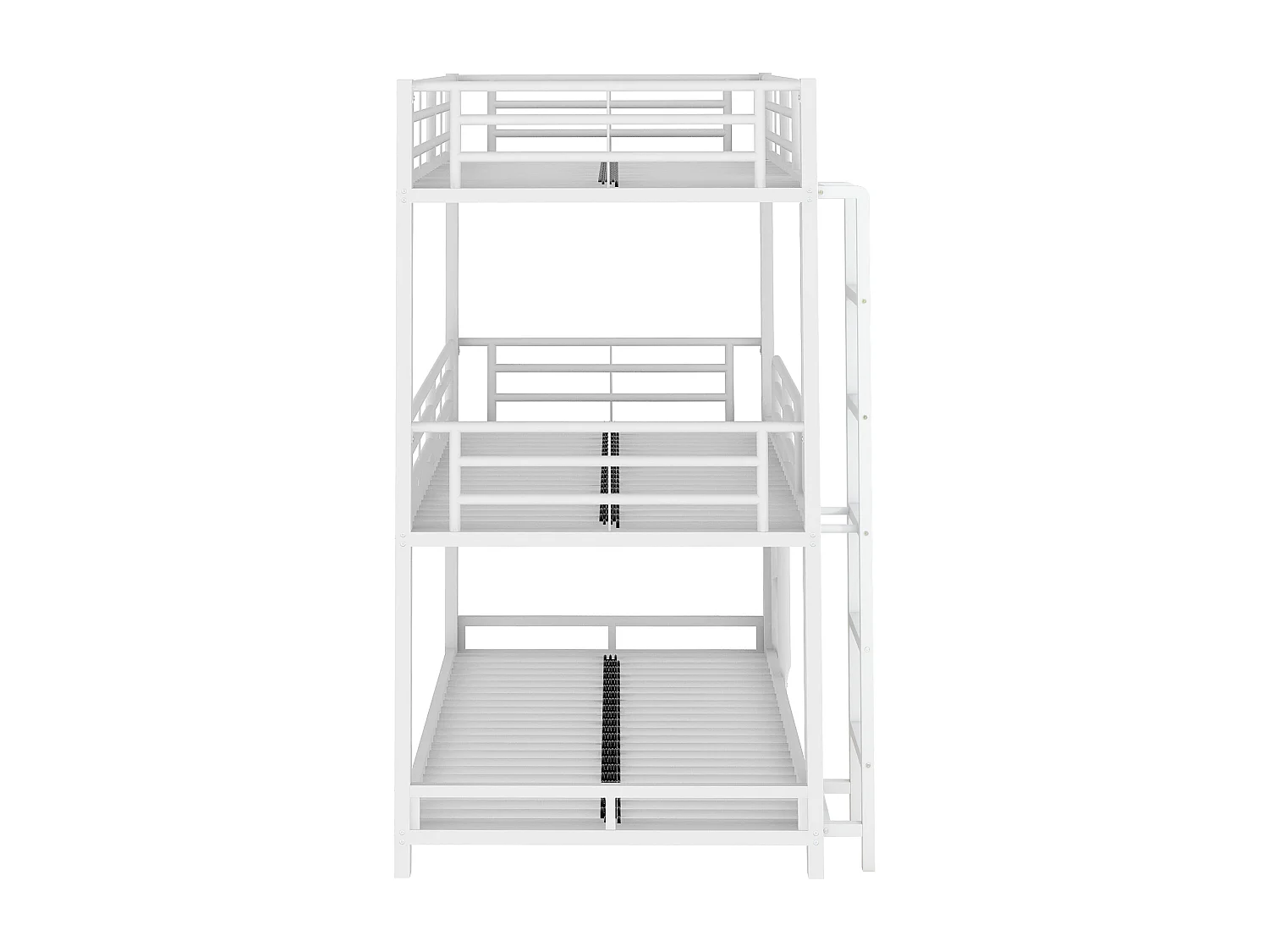 Lit superposé triple 90x200 cm - Lit enfant en métal - Blanc