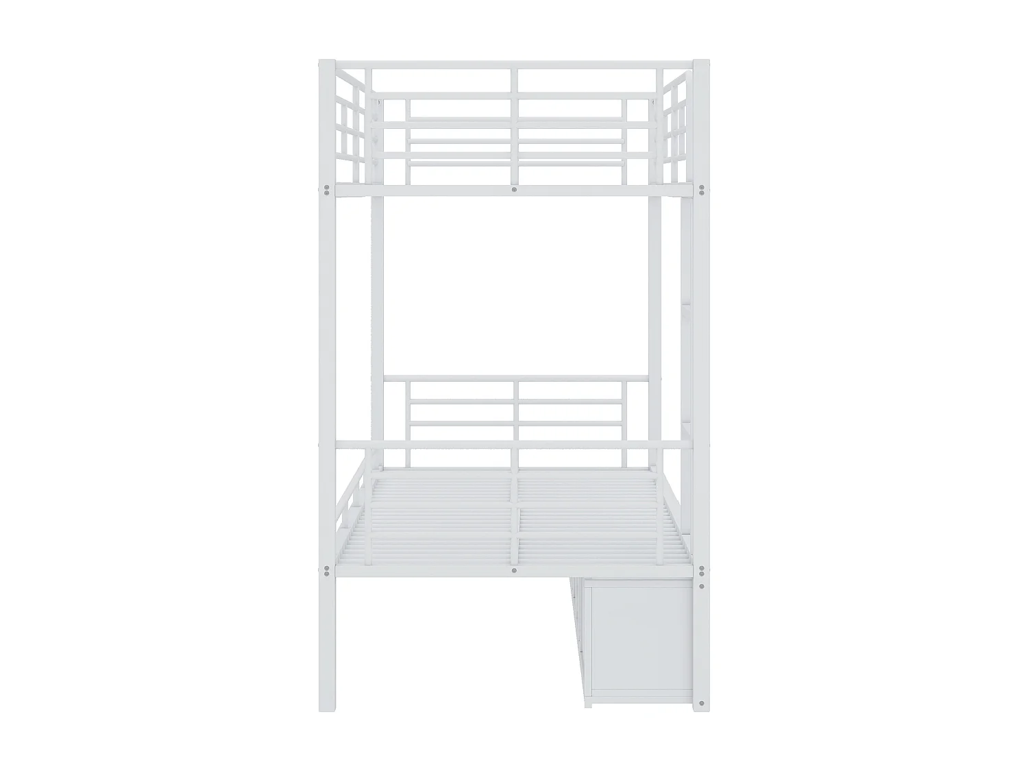 Metalen stapelbed 90x200cm - Kinderbed met open schoenenkast en opbergruimte - Wit