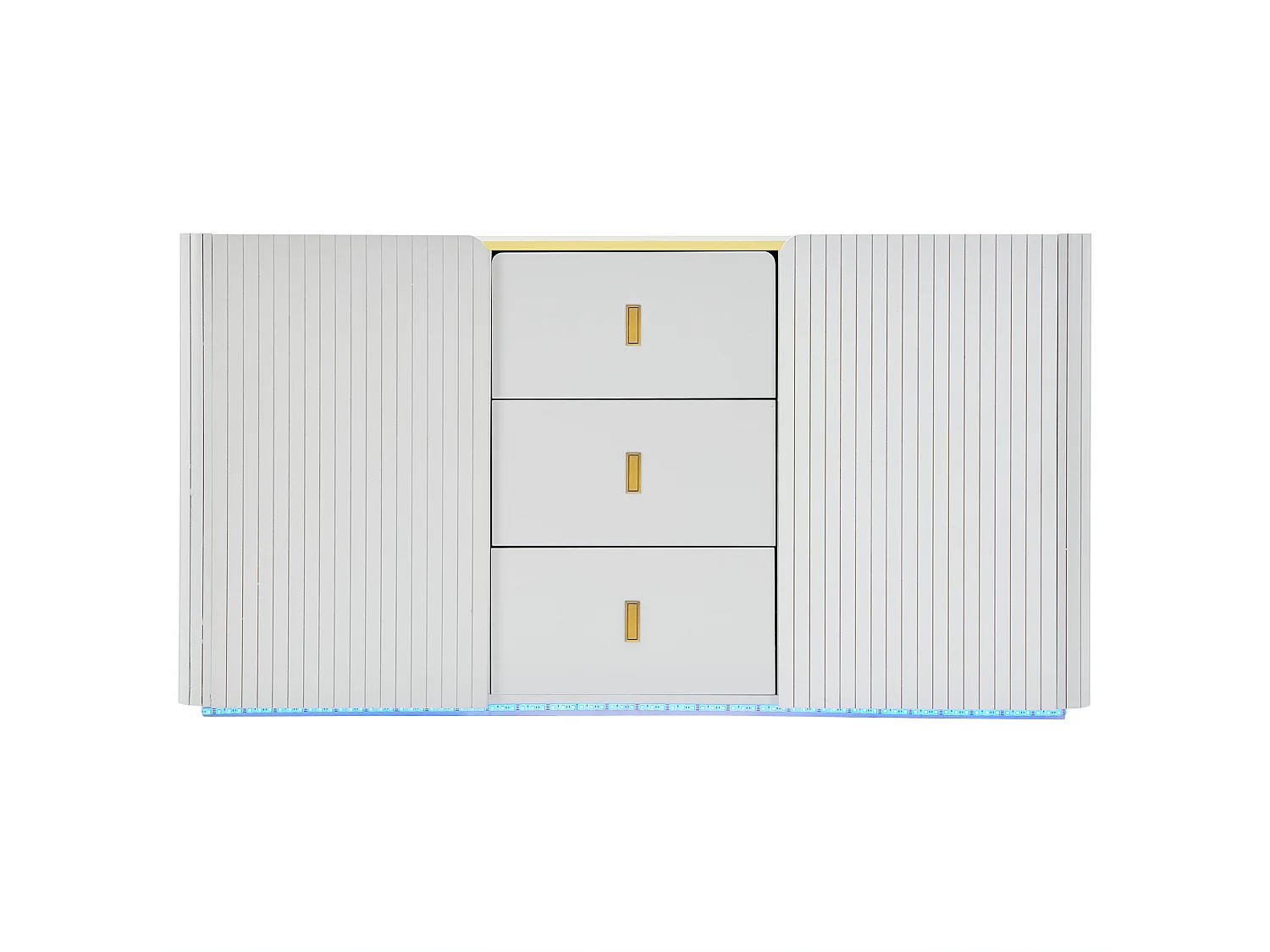 Buffet LED avec 2 portes et 3 tiroirs - Blanc 150.5x35x80cm