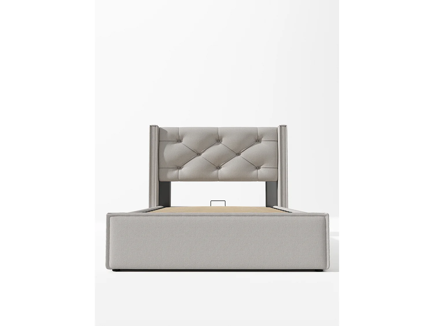 Letto contenitore per bambini 90x200cm con materasso - Tessuto di cotone - Grigio chiaro