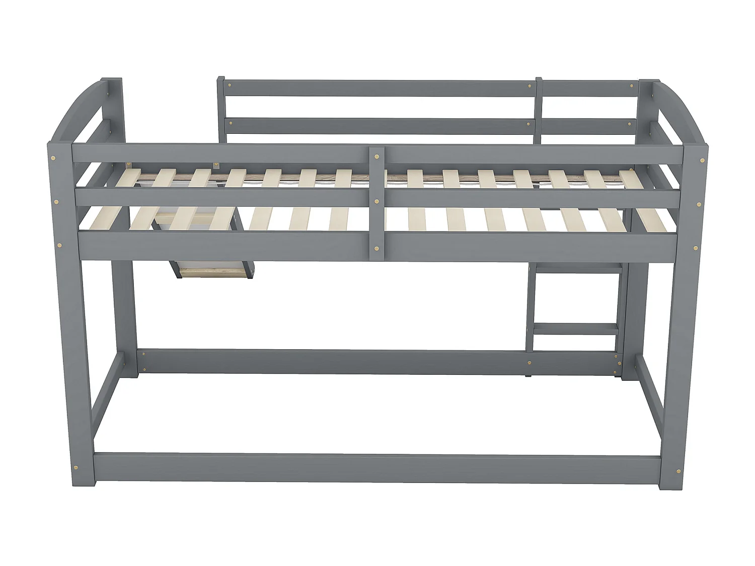 Lit superposé enfant 90x200cm avec toboggan - Bois en pin et MDF - Gris