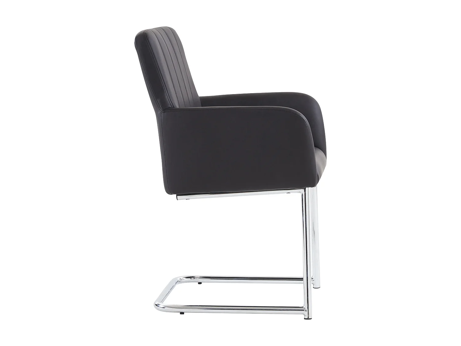 Set van 4 stoelen in zwart PU-leer - Metalen poten - Verticale strepen