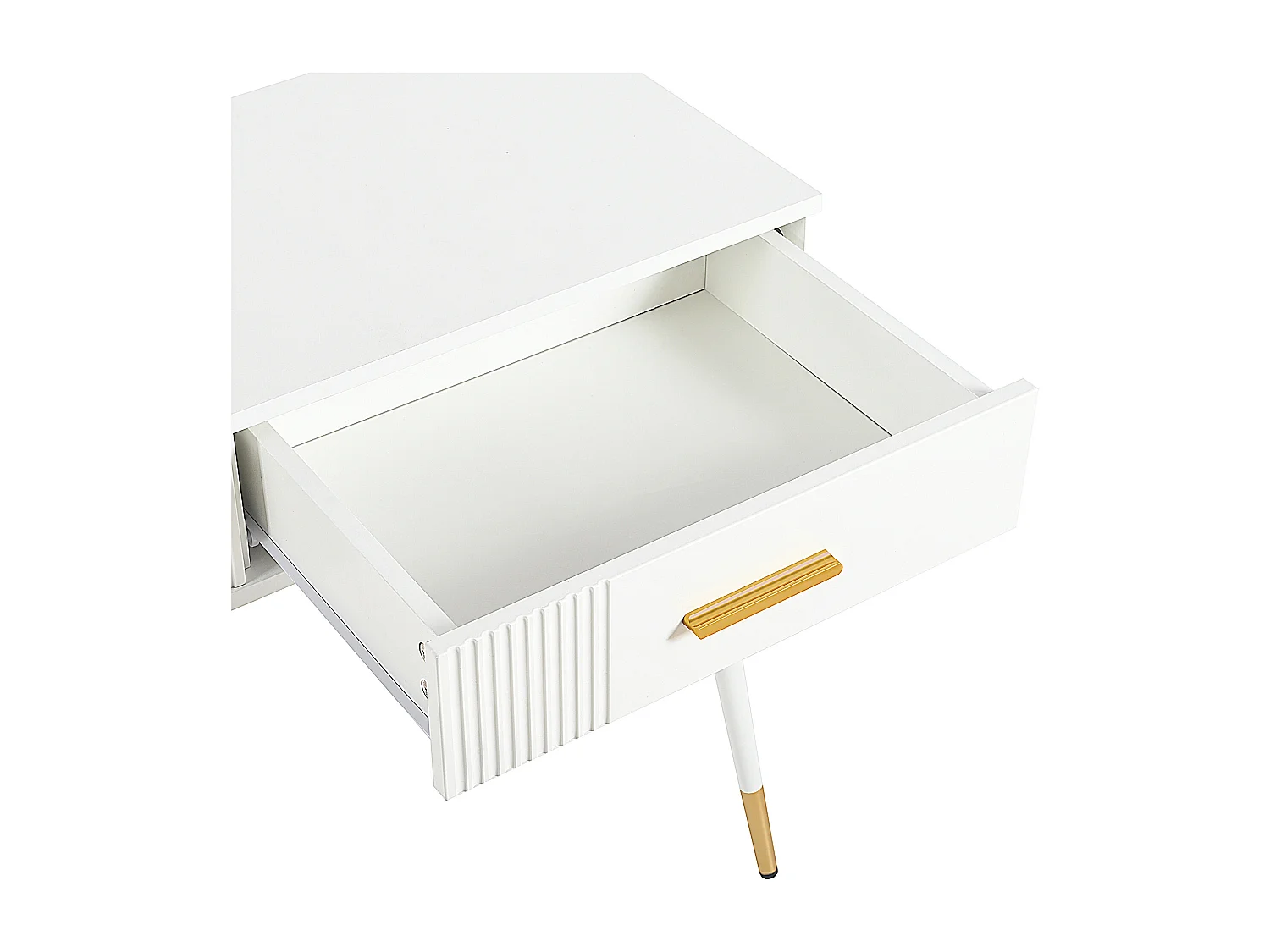 Consoletafel met 2 lades - Metalen poten - Wit en goud