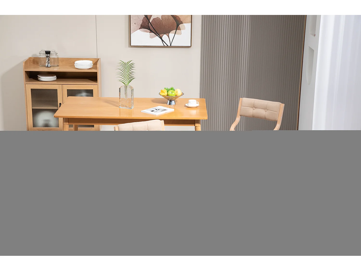 Set van 2 opklapbare houten stoelen met fluwelen kussens - kaki en houtkleur