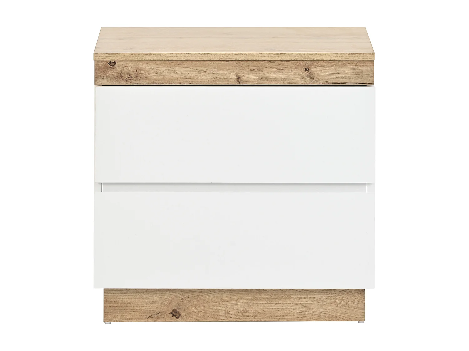 Table de chevet avec 2 tiroirs - Bois en PB - Naturel clair et blanc