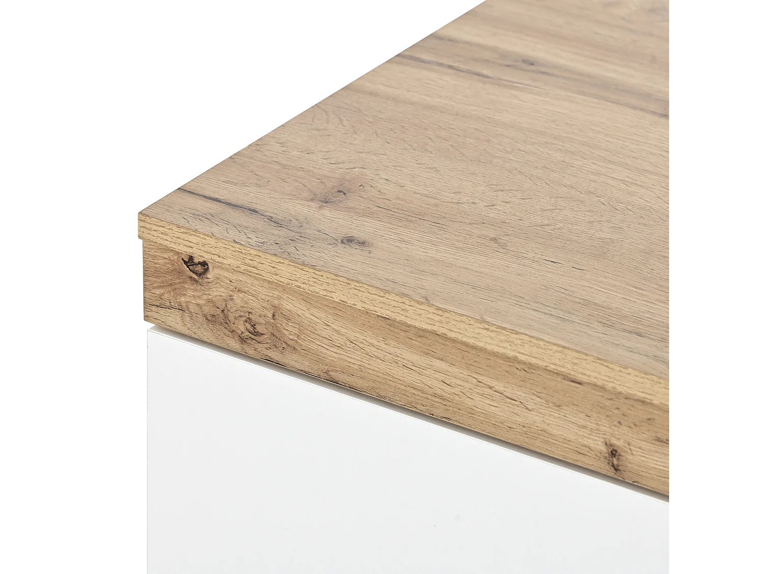 Table de chevet avec 2 tiroirs - Bois en PB - Naturel clair et blanc