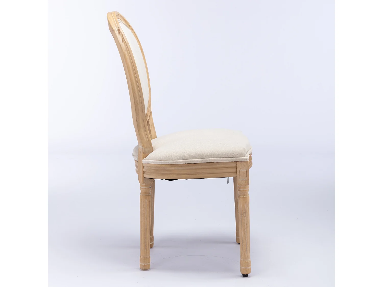 Set di 2 sedie con schienale in lino - Struttura in legno - Beige e naturale chiaro