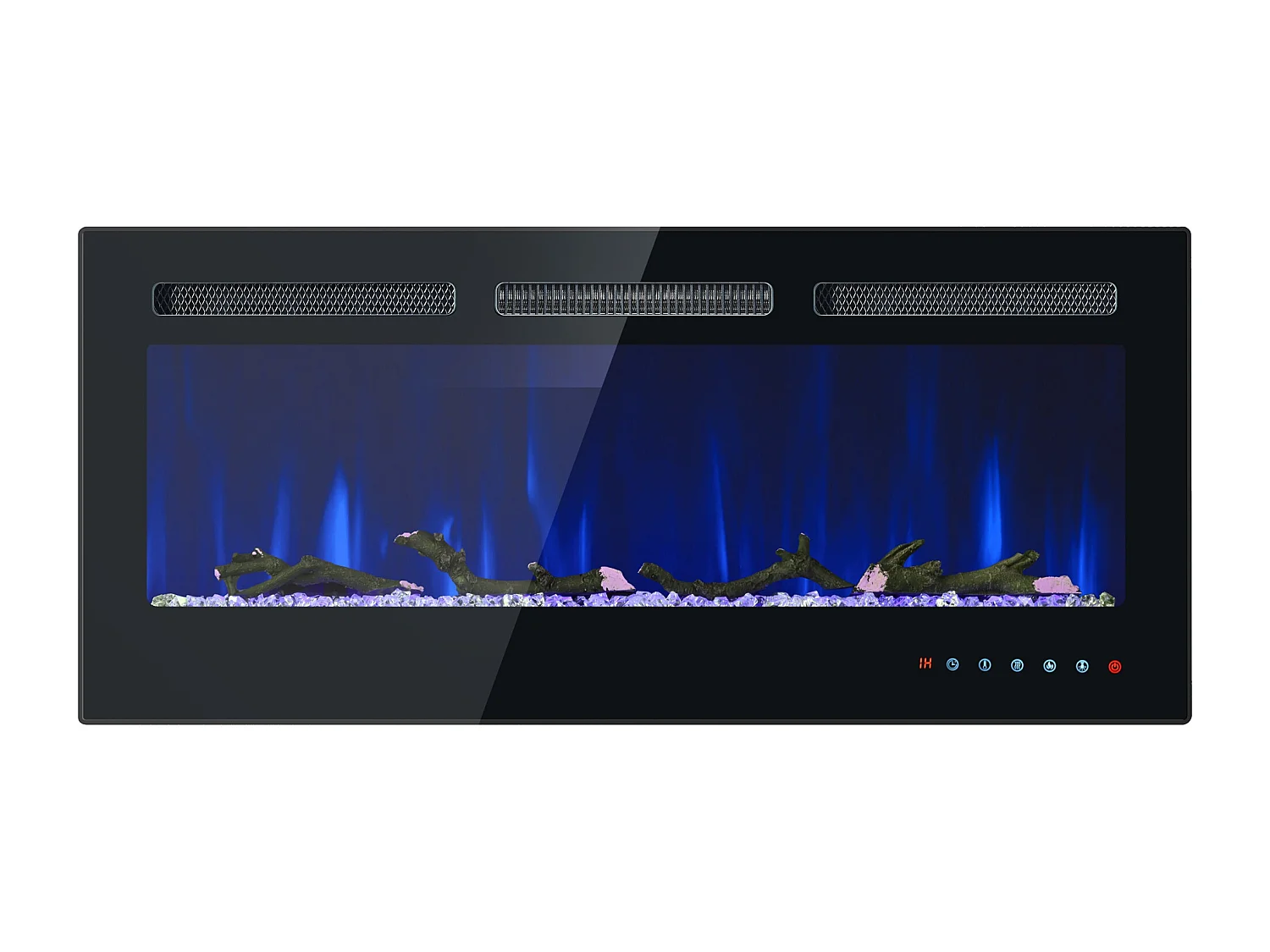 Caminetto elettrico con 12 colori di fiamma - Da parete o da incasso - Nero 106,5×46,5×12