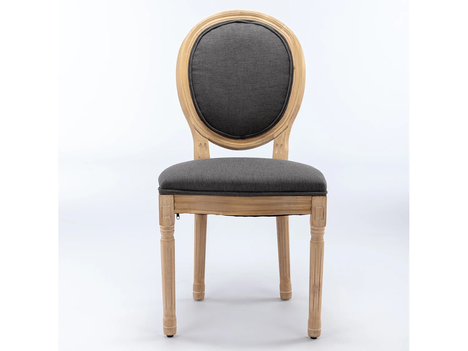 Set di 2 sedie con schienale in lino - Struttura in legno - Grigio e naturale chiaro