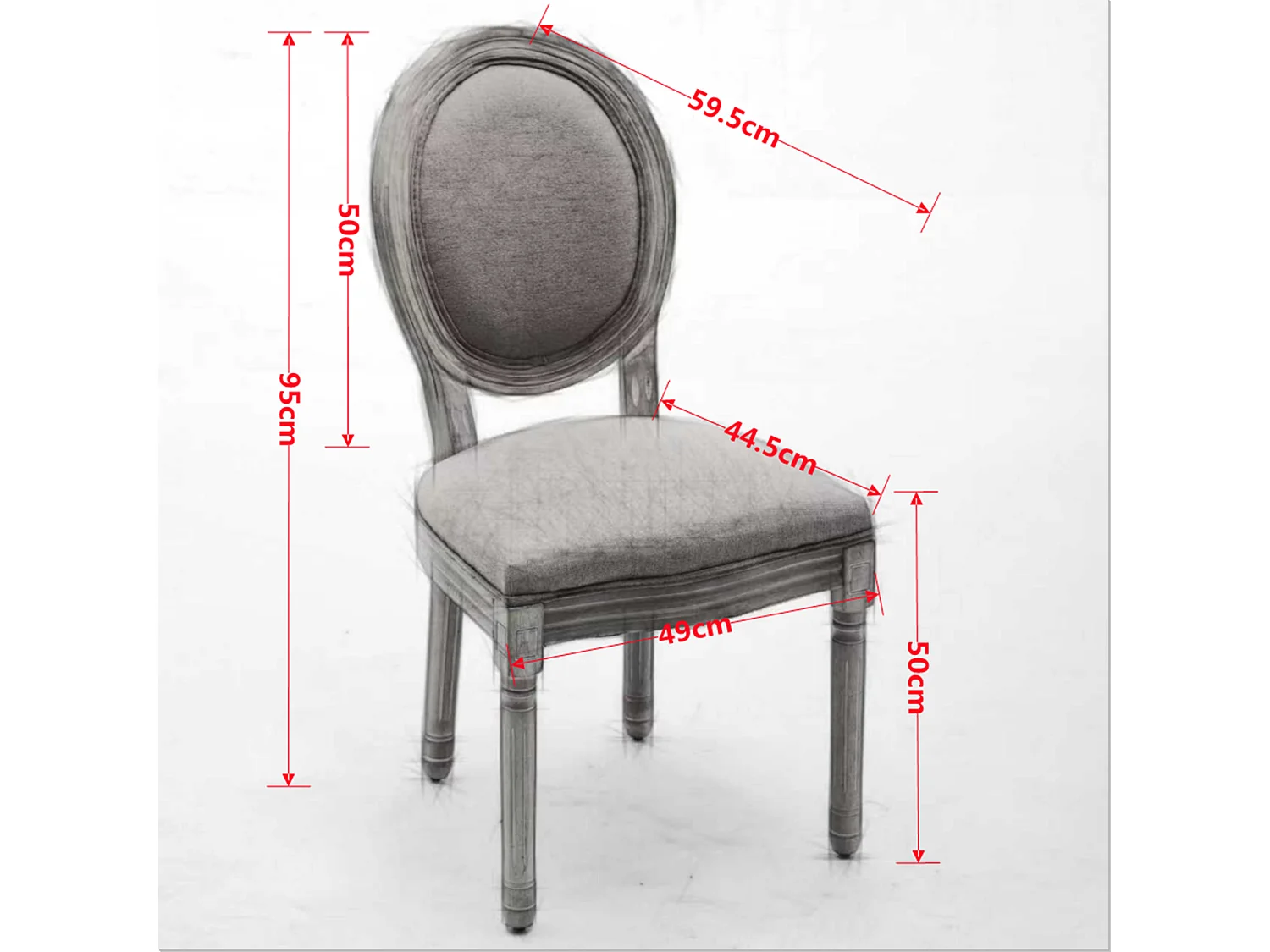 Set di 2 sedie con schienale in lino - Struttura in legno - Grigio e naturale chiaro