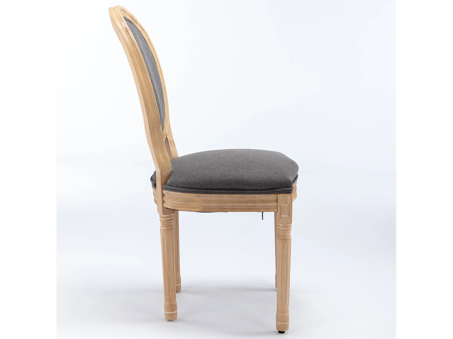 Set di 2 sedie con schienale in lino - Struttura in legno - Grigio e naturale chiaro