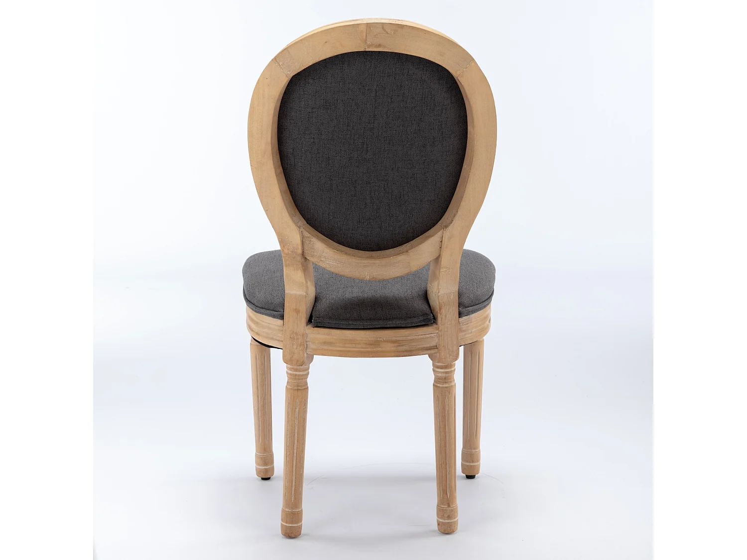 Set di 2 sedie con schienale in lino - Struttura in legno - Grigio e naturale chiaro