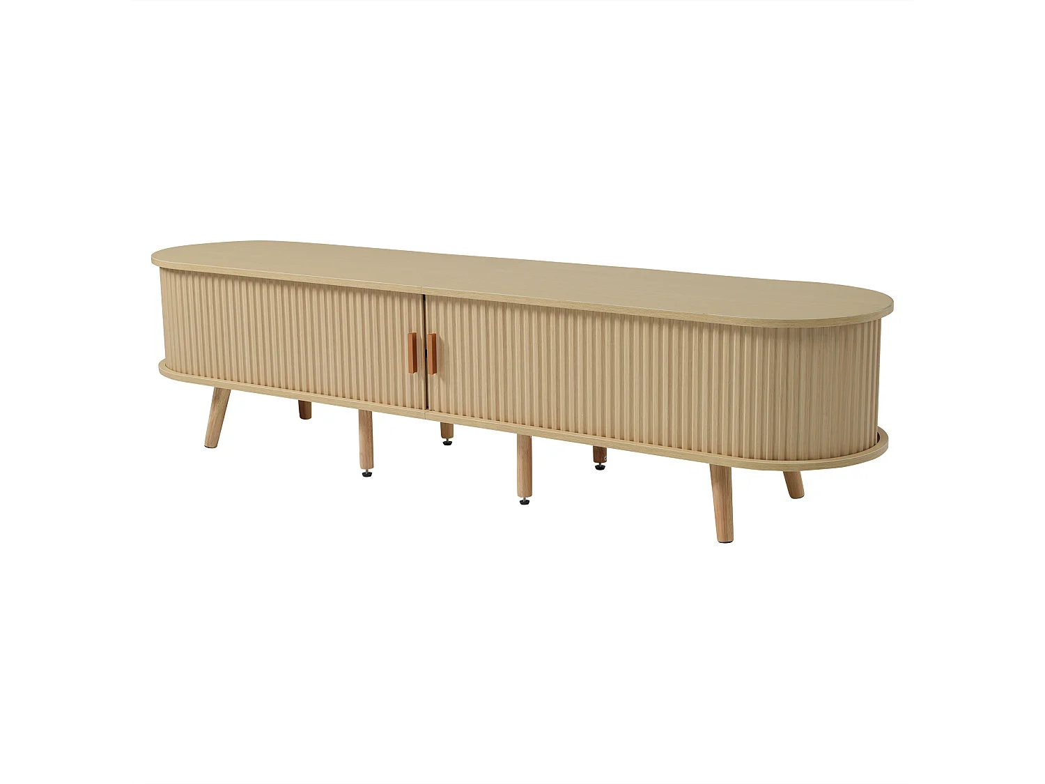 Ensemble Salon Table Basse + Meuble TV - Forme ovale - Naturel clair