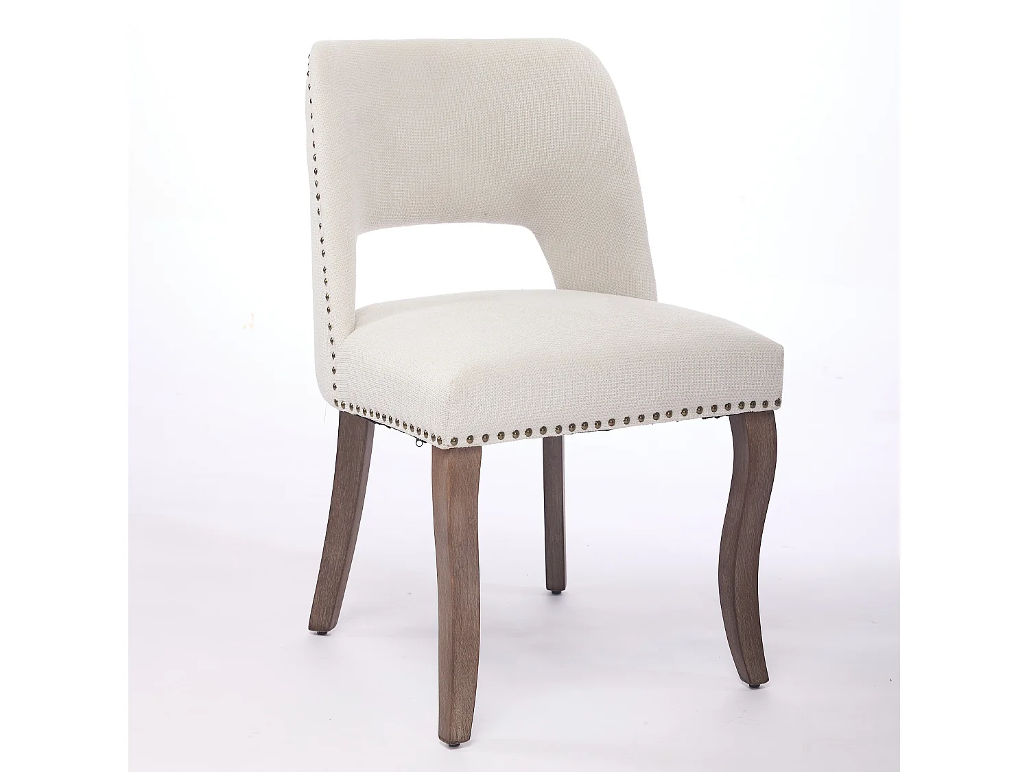 Set van 2 stoffen en houten stoelen - Hol ontwerp - Beige