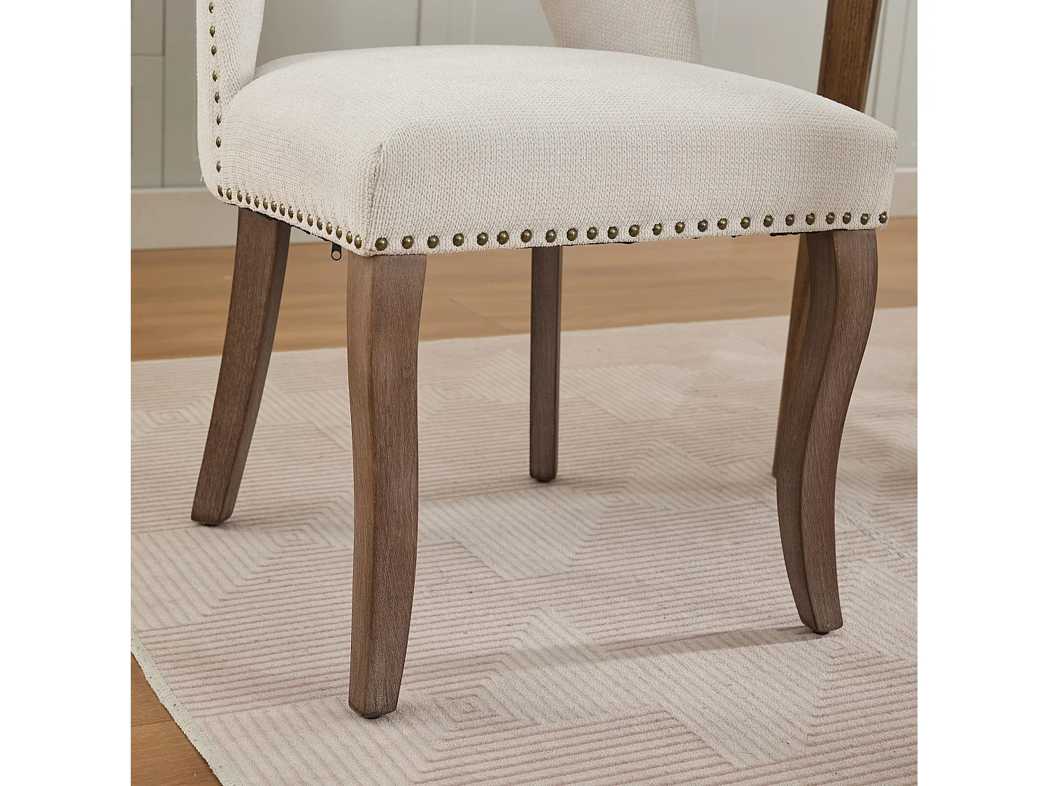 Set van 2 stoffen en houten stoelen - Hol ontwerp - Beige