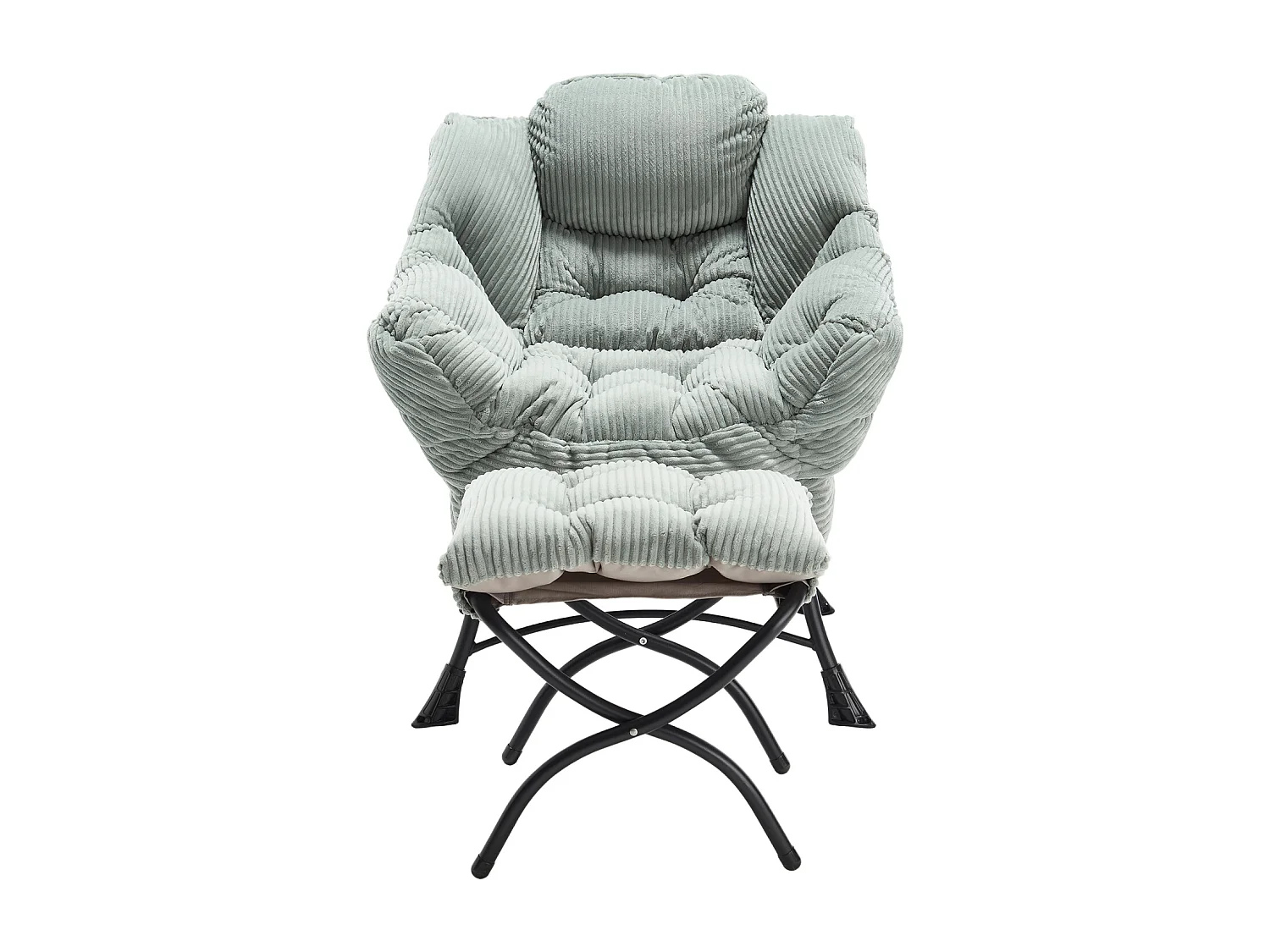 Fauteuil avec repose-pied - Structure en acier - Tissu vert clair