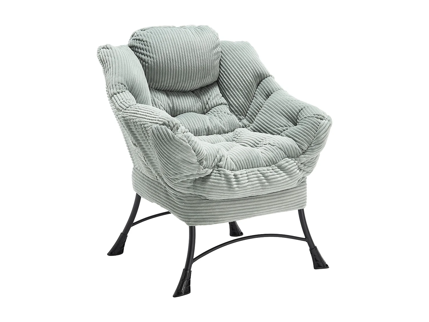 Fauteuil avec repose-pied - Structure en acier - Tissu vert clair
