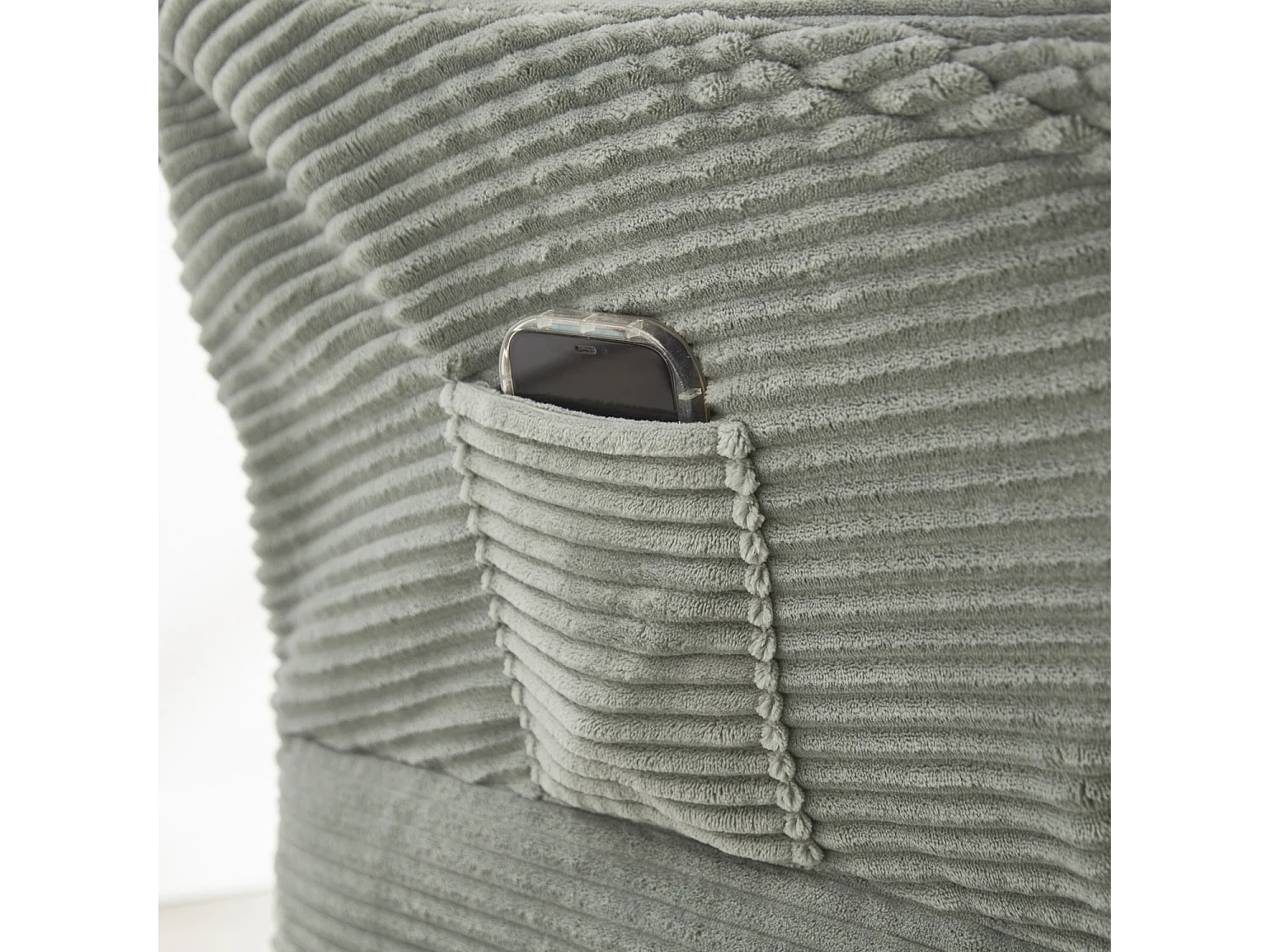 Fauteuil avec repose-pied - Structure en acier - Tissu vert clair