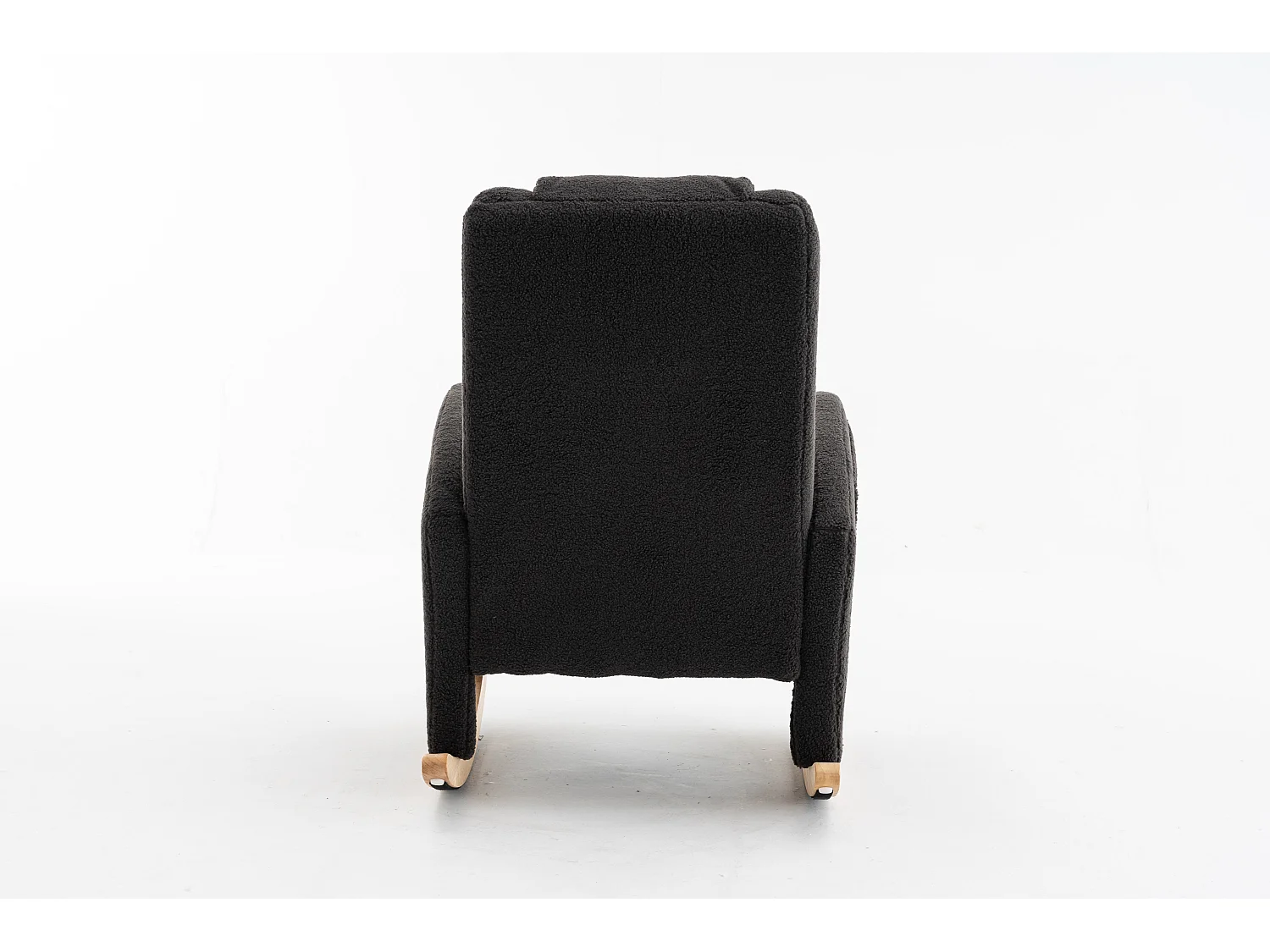 Fauteuil à bascule en tissu Teddy gris foncé - Rocking chair avec repose-pieds