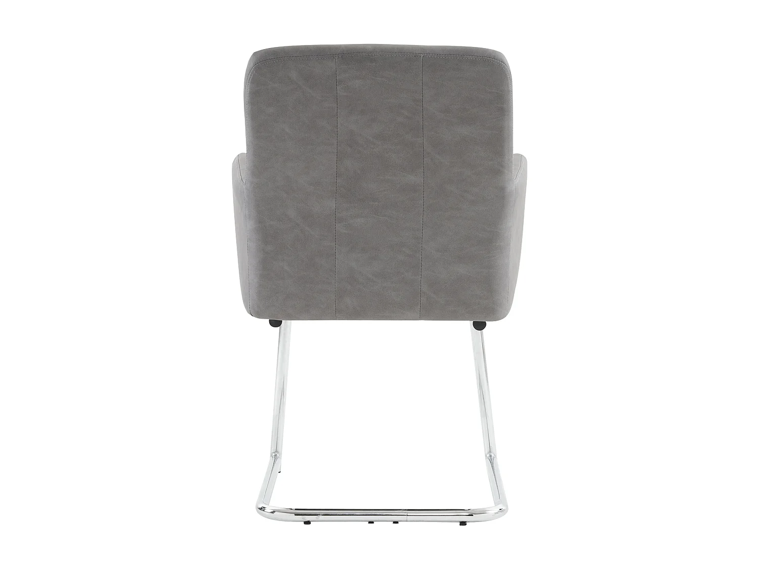 Set van 4 stoelen in grijs PU-leer - Metalen poten - Verticale strepen