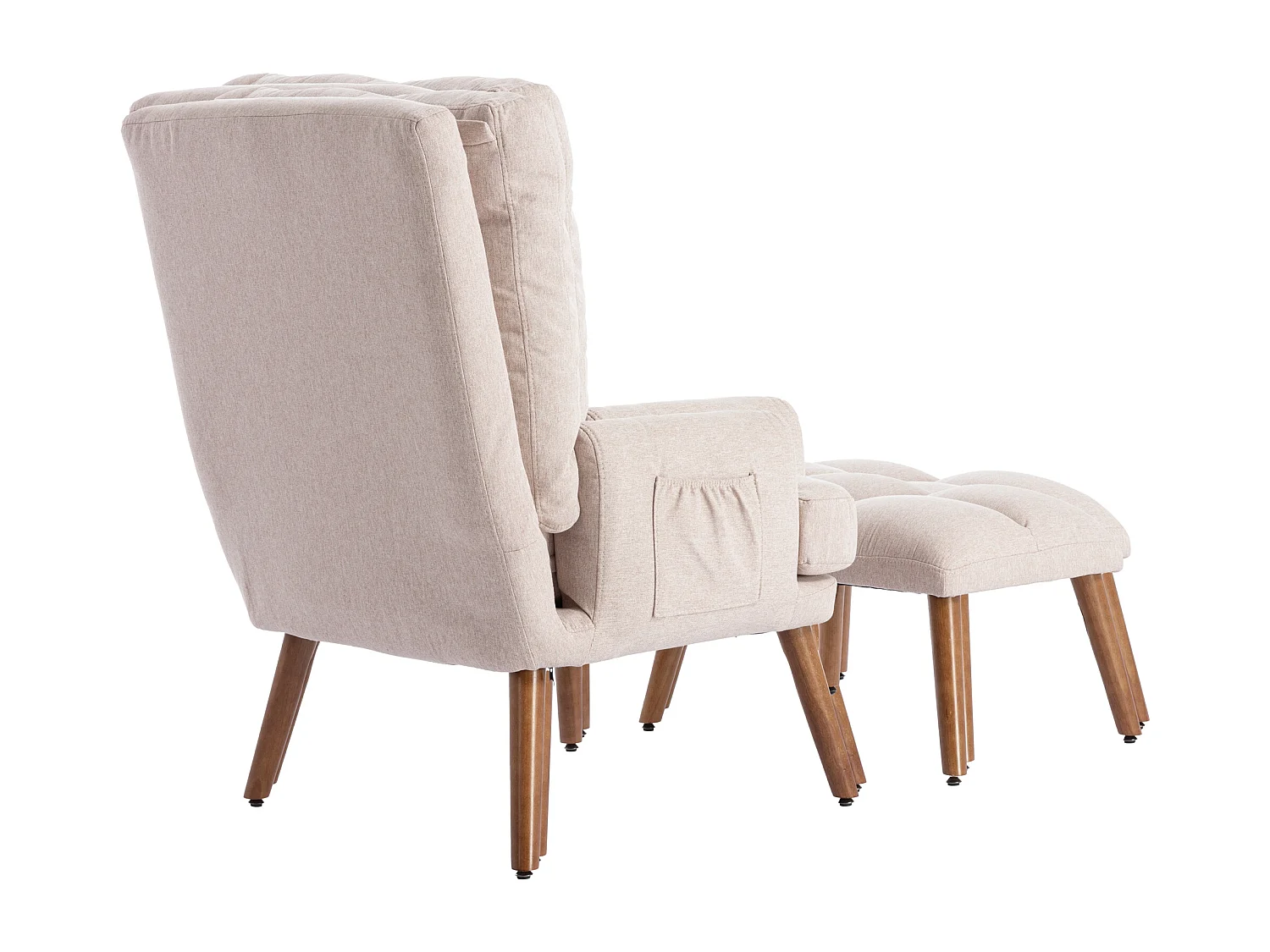 Relaxfauteuil met voetensteun - Verstelbare rugleuning in 5 standen - Beige katoen en linnen stof